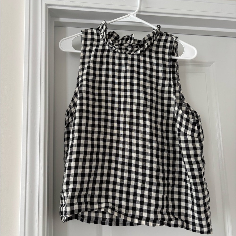 J. Crew Black and White Gingham Tank Top